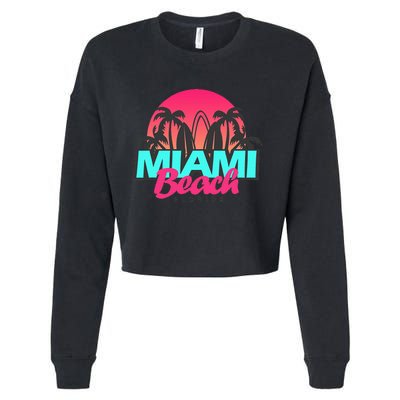 Retro South Beach Miami Florida Pop Art Cropped Pullover Crew