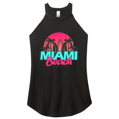 Retro South Beach Miami Florida Pop Art Women's Perfect Tri Rocker Tank