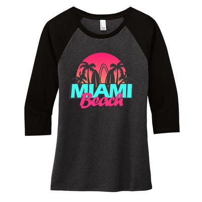 Retro South Beach Miami Florida Pop Art Women's Tri-Blend 3/4-Sleeve Raglan Shirt