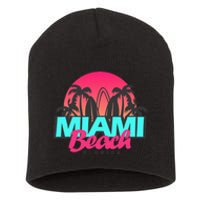 Retro South Beach Miami Florida Pop Art Short Acrylic Beanie