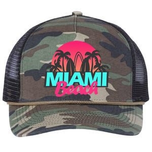 Retro South Beach Miami Florida Pop Art Retro Rope Trucker Hat Cap