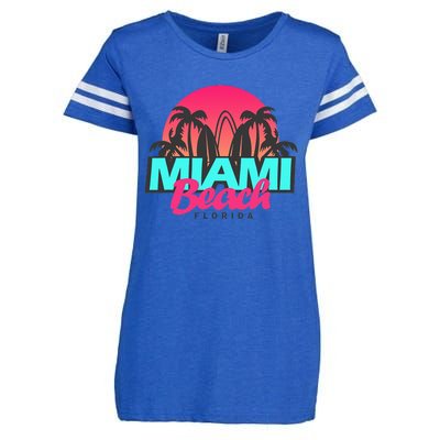 Retro South Beach Miami Florida Pop Art Enza Ladies Jersey Football T-Shirt