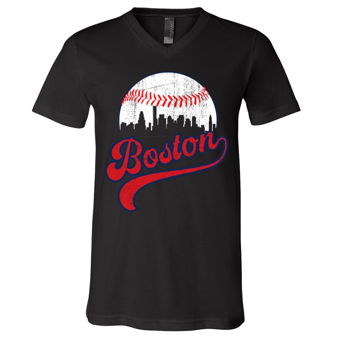 Retro Skyline Boston Baseball Meaningful Gift V-Neck T-Shirt