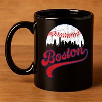 Retro Skyline Boston Baseball Meaningful Gift 11oz C Handle Ceramic Mug