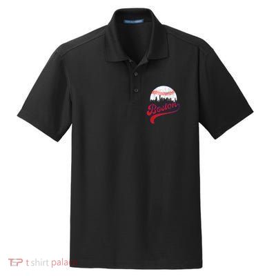 Retro Skyline Boston Baseball Meaningful Gift Dry Zone Grid Polo