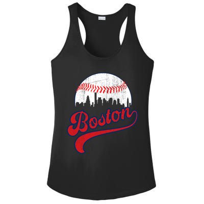 Retro Skyline Boston Baseball Meaningful Gift Ladies PosiCharge Competitor Racerback Tank