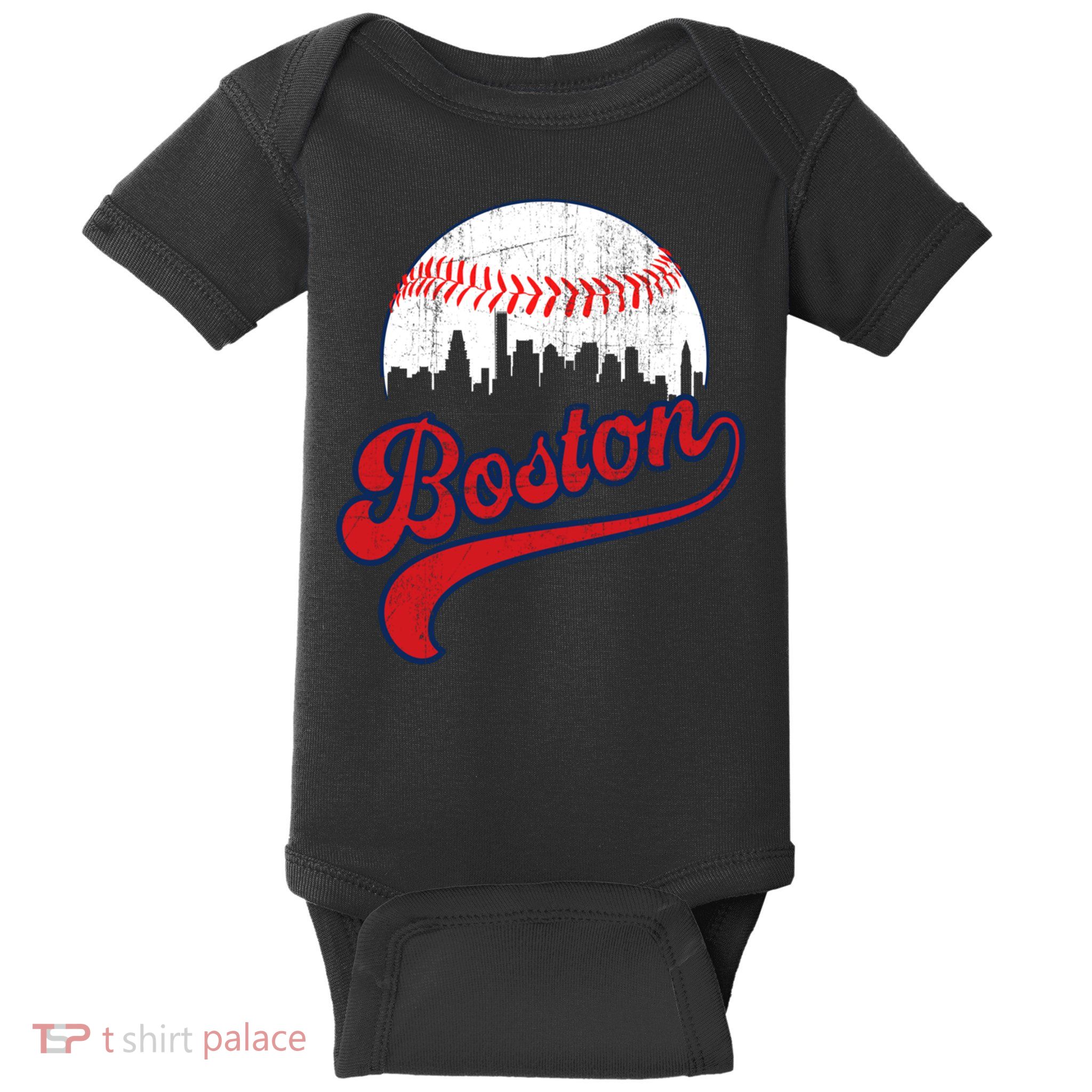 Retro Skyline Boston Baseball Meaningful Gift Baby Bodysuit