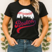 Retro Skyline Boston Baseball Meaningful Gift Womens T-Shirt