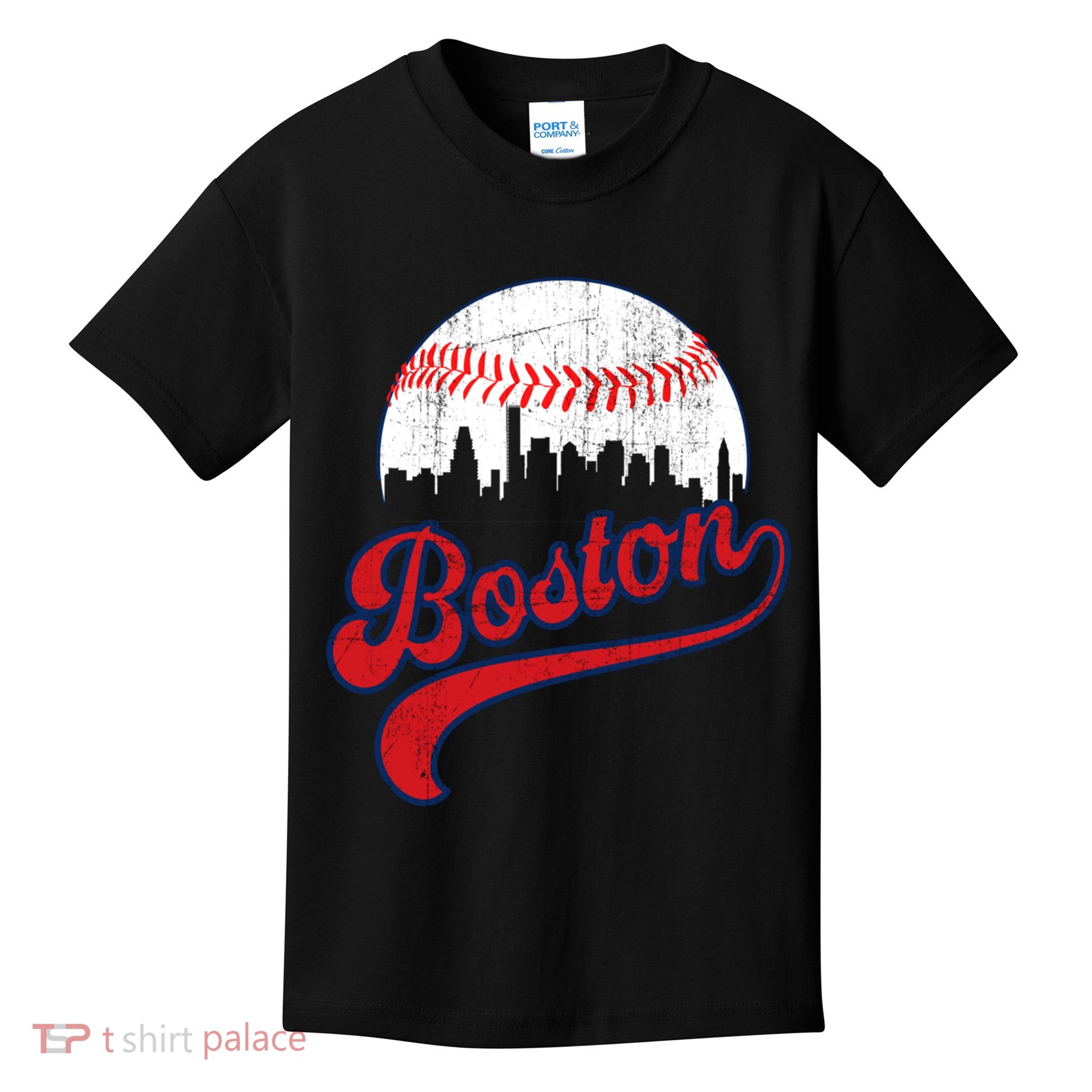 Retro Skyline Boston Baseball Meaningful Gift Kids T-Shirt