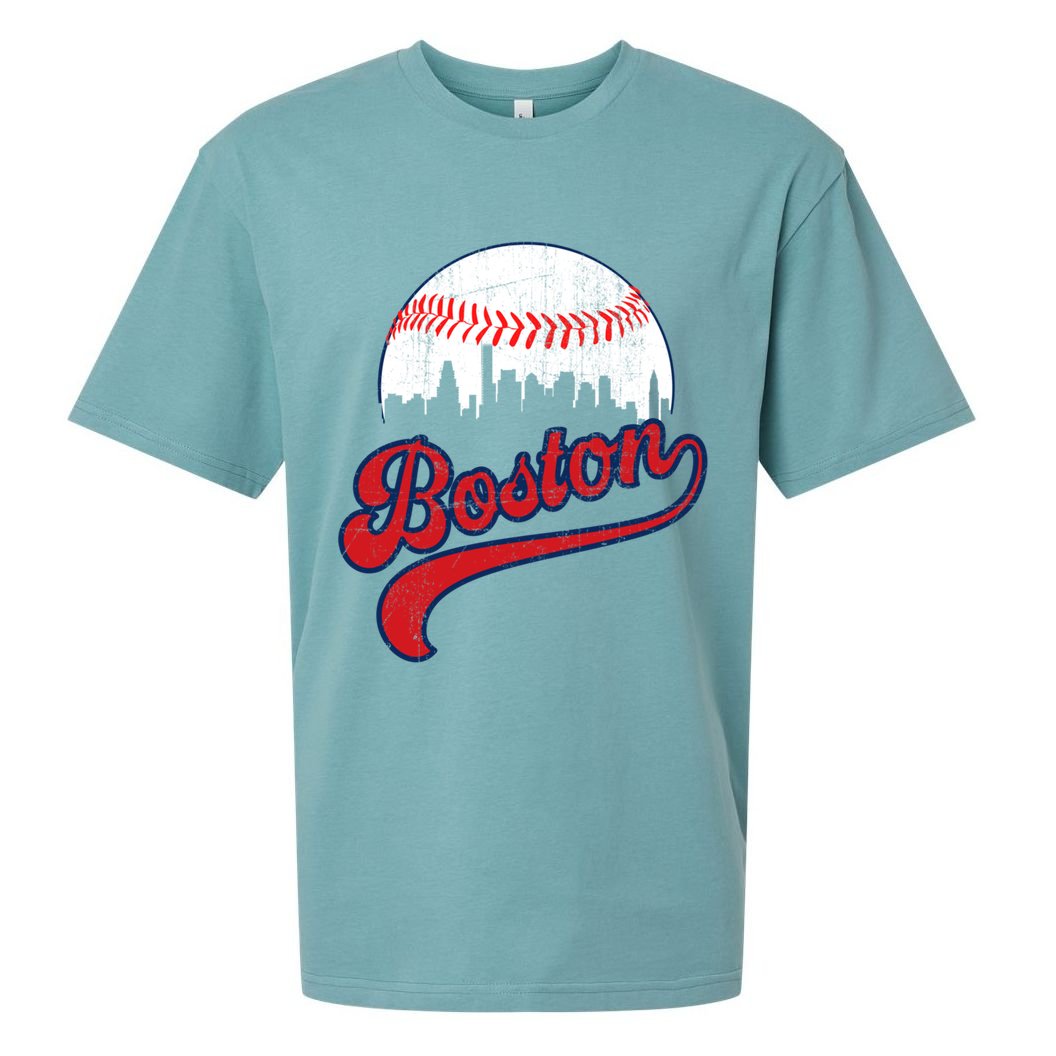 Retro Skyline Boston Baseball Meaningful Gift Sueded Cloud Jersey T-Shirt
