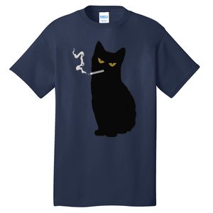 Rebel Smoking Bad Black Cat Funny Black Cat Gifts Tall T-Shirt