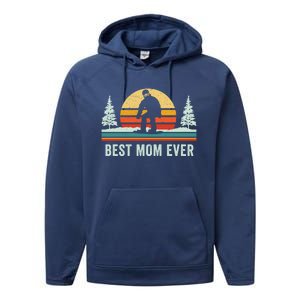 Retro Snowboarding Best Mom Ever Snowboarder Mama Snowboard Gift Performance Fleece Hoodie