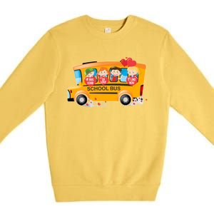 Rnqp School Bus Loads Of Love School Bus Driver Valentine Gift Premium Crewneck Sweatshirt