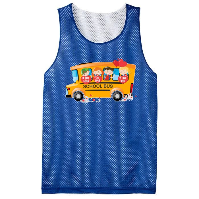 Rnqp School Bus Loads Of Love School Bus Driver Valentine Gift Mesh Reversible Basketball Jersey Tank