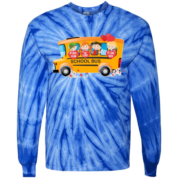 Rnqp School Bus Loads Of Love School Bus Driver Valentine Gift Tie-Dye Long Sleeve Shirt