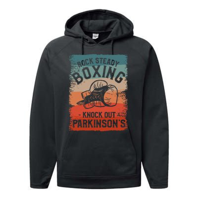 Rock Steady Boxing Knock Out Parkinsons Awareness Performance Fleece Hoodie