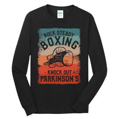 Rock Steady Boxing Knock Out Parkinsons Awareness Tall Long Sleeve T-Shirt