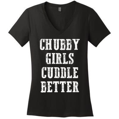 retro SSBBW BBW Lover Chubby Cuddle Better Women's V-Neck T-Shirt