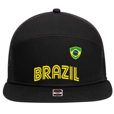 Retro Style Brazil Soccer Team Brasil Football Fans Brazil World Cup 2022 7 Panel Mesh Trucker Snapback Hat