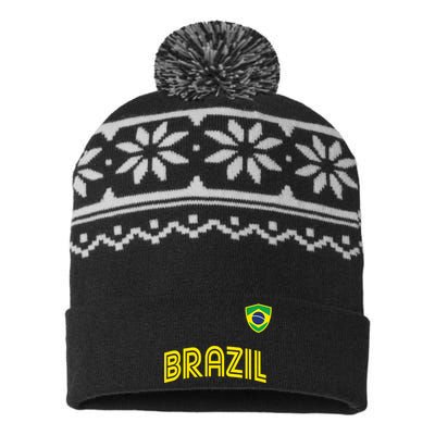 Retro Style Brazil Soccer Team Brasil Football Fans Brazil World Cup 2022 USA-Made Snowflake Beanie