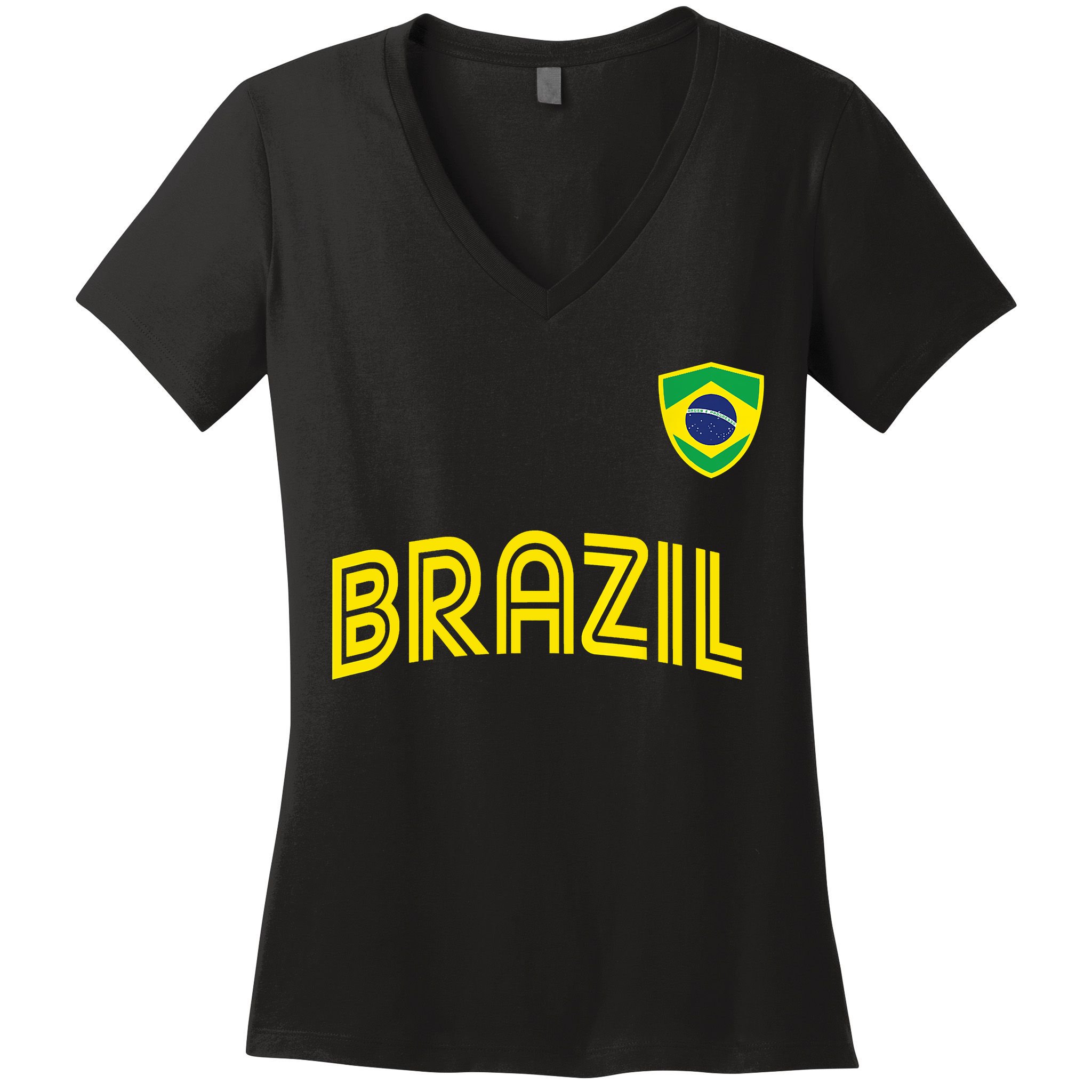Retro Style Brazil Soccer Team Brasil Football Fans Brazil World Cup 2022 Women's V-Neck T-Shirt