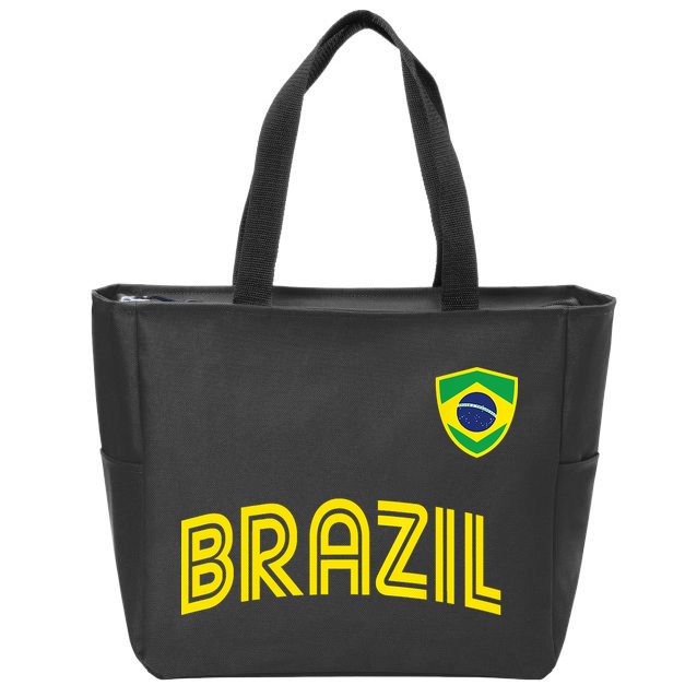Retro Style Brazil Soccer Team Brasil Football Fans Brazil World Cup 2022 Zip Tote Bag