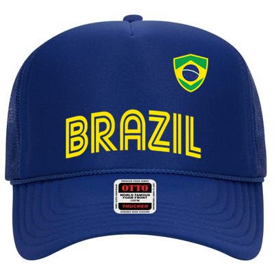 Retro Style Brazil Soccer Team Brasil Football Fans Brazil World Cup 2022 High Crown Mesh Back Trucker Hat