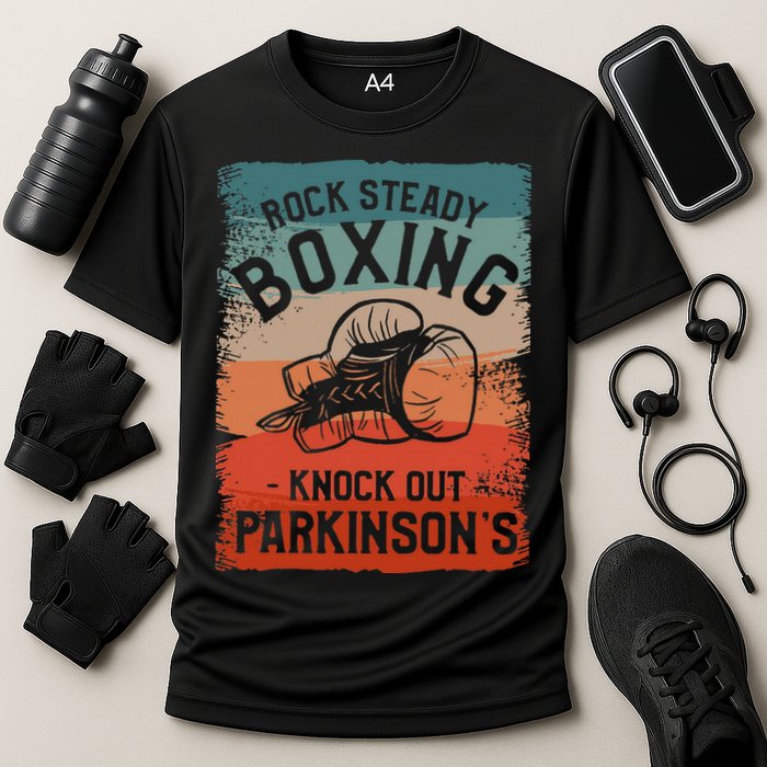 Rock Steady Boxing Knock Out ParkinsonS Awareness Cooling Performance Crew T-Shirt