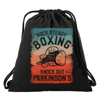 Rock Steady Boxing Knock Out ParkinsonS Awareness Drawstring Bag