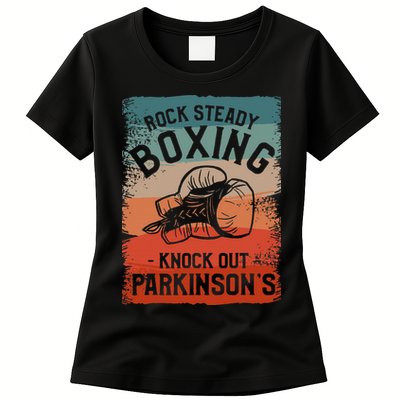 Rock Steady Boxing Knock Out ParkinsonS Awareness Womens T-Shirt