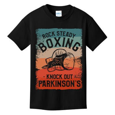 Rock Steady Boxing Knock Out ParkinsonS Awareness Kids T-Shirt