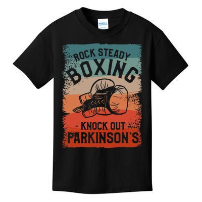 Rock Steady Boxing Knock Out ParkinsonS Awareness Kids T-Shirt