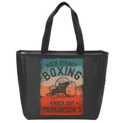 Rock Steady Boxing Knock Out ParkinsonS Awareness Zip Tote Bag