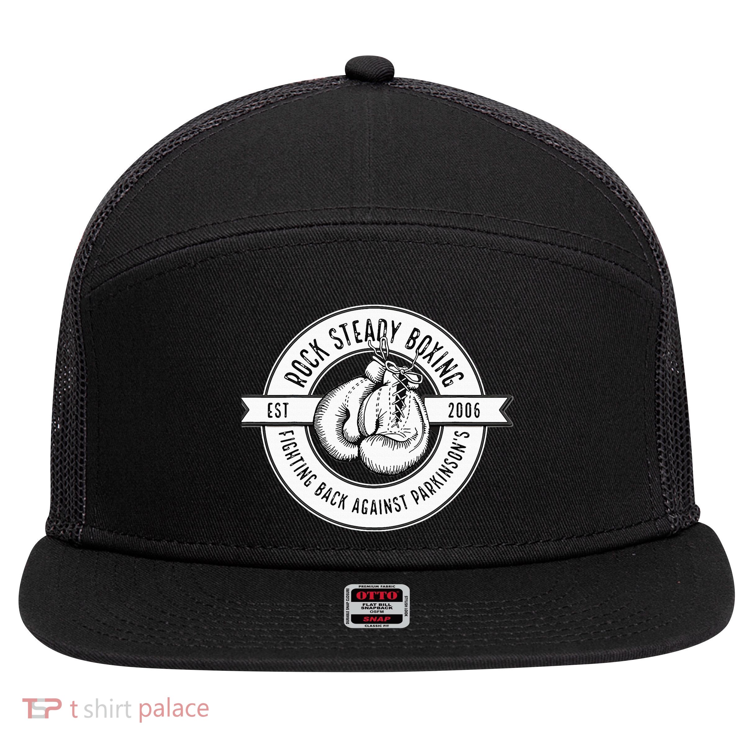 Rock Steady Boxing Fighting Back Against Parkinson Est 2006 7 Panel Mesh Trucker Snapback Hat