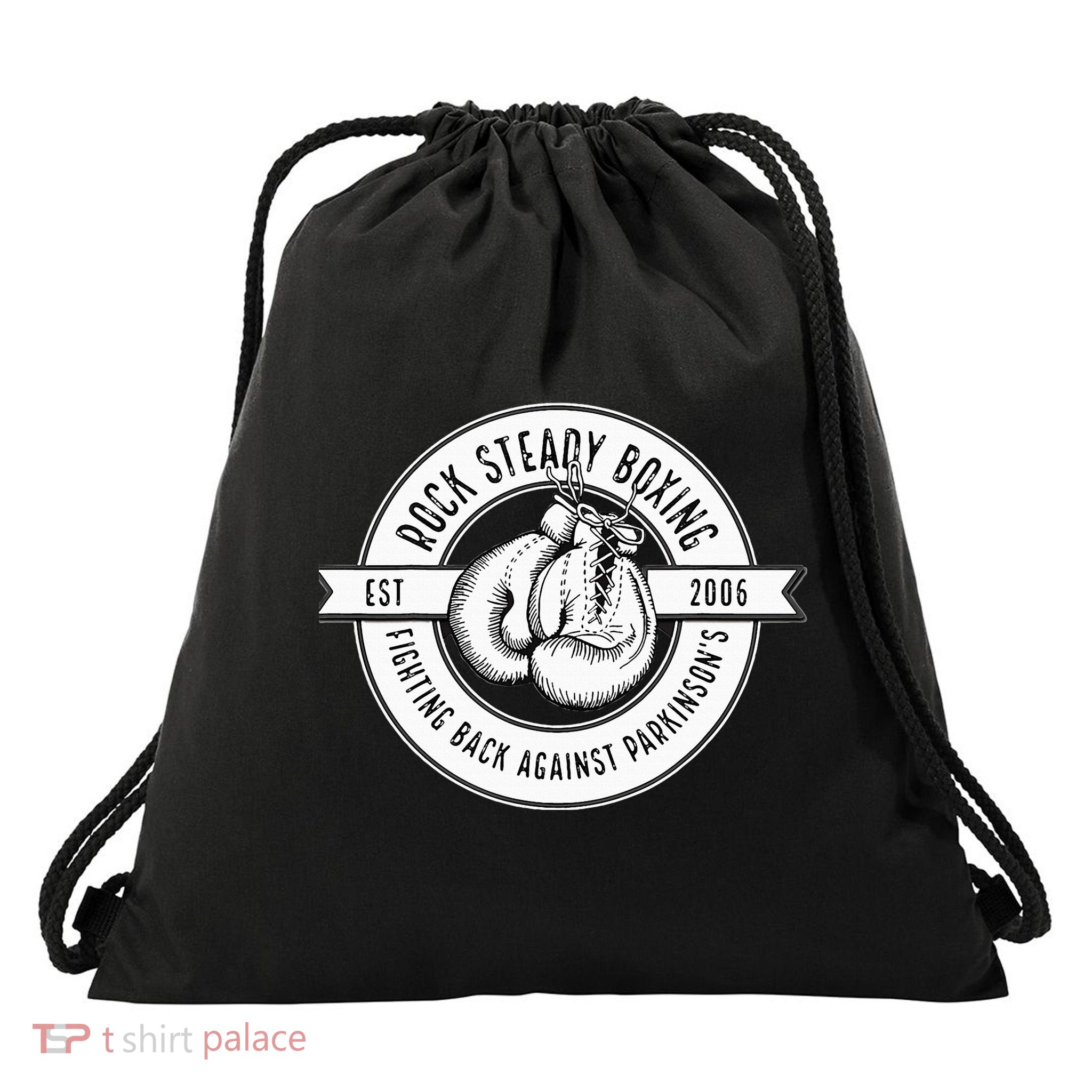 Rock Steady Boxing Fighting Back Against Parkinson Est 2006 Drawstring Bag