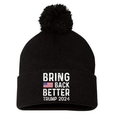 Retro Style Bring Back Better Trump 2024 Pom Pom 12in Knit Beanie