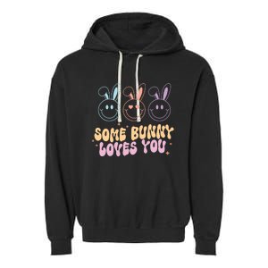 Retro Some Bunny Loves You Easter Day Garment-Dyed Fleece Hoodie