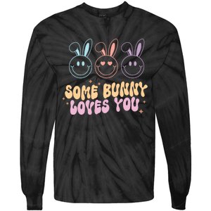 Retro Some Bunny Loves You Easter Day Tie-Dye Long Sleeve Shirt