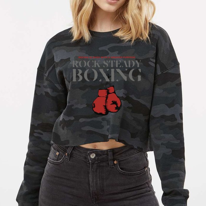 Rock Steady Boxing Gloves With A Greater Purpose Parkinsons Cropped Pullover Crew
