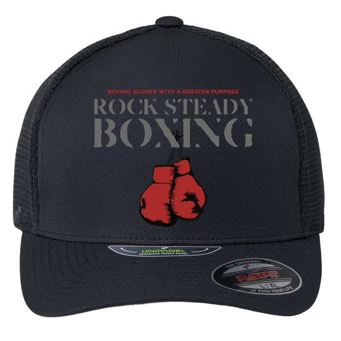 Rock Steady Boxing Gloves With A Greater Purpose Parkinsons Flexfit Unipanel Trucker Cap