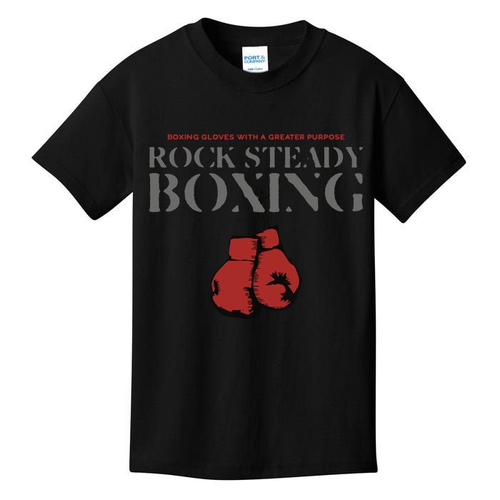 Rock Steady Boxing Gloves With A Greater Purpose Parkinsons Kids T-Shirt
