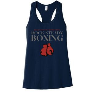 Rock Steady Boxing Gloves With A Greater Purpose Parkinsons Women's Racerback Tank