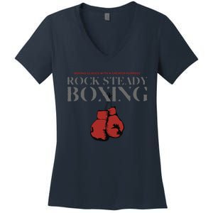 Rock Steady Boxing Gloves With A Greater Purpose Parkinsons Women's V-Neck T-Shirt