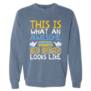 Retro School Bus Driver Graphic Gift School Bus Design Gift Garment-Dyed Sweatshirt