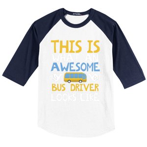 Retro School Bus Driver Graphic Gift School Bus Design Gift Baseball Sleeve Shirt