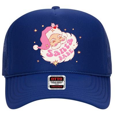 Retro Santa Babe Christmas Vintage Holiday Pastel Pin.K Women High Crown Mesh Back Trucker Hat