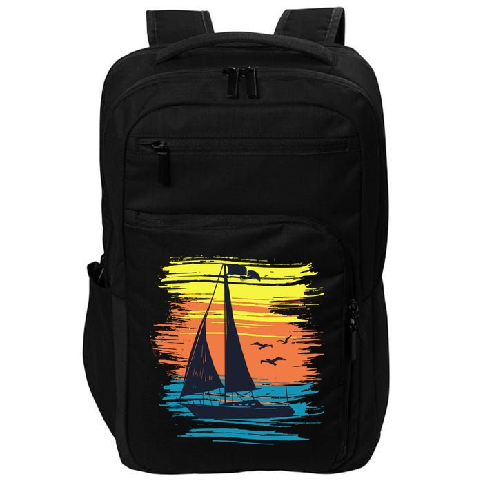 Retro Sail Boat Sailing Graphic Impact Tech Backpack
