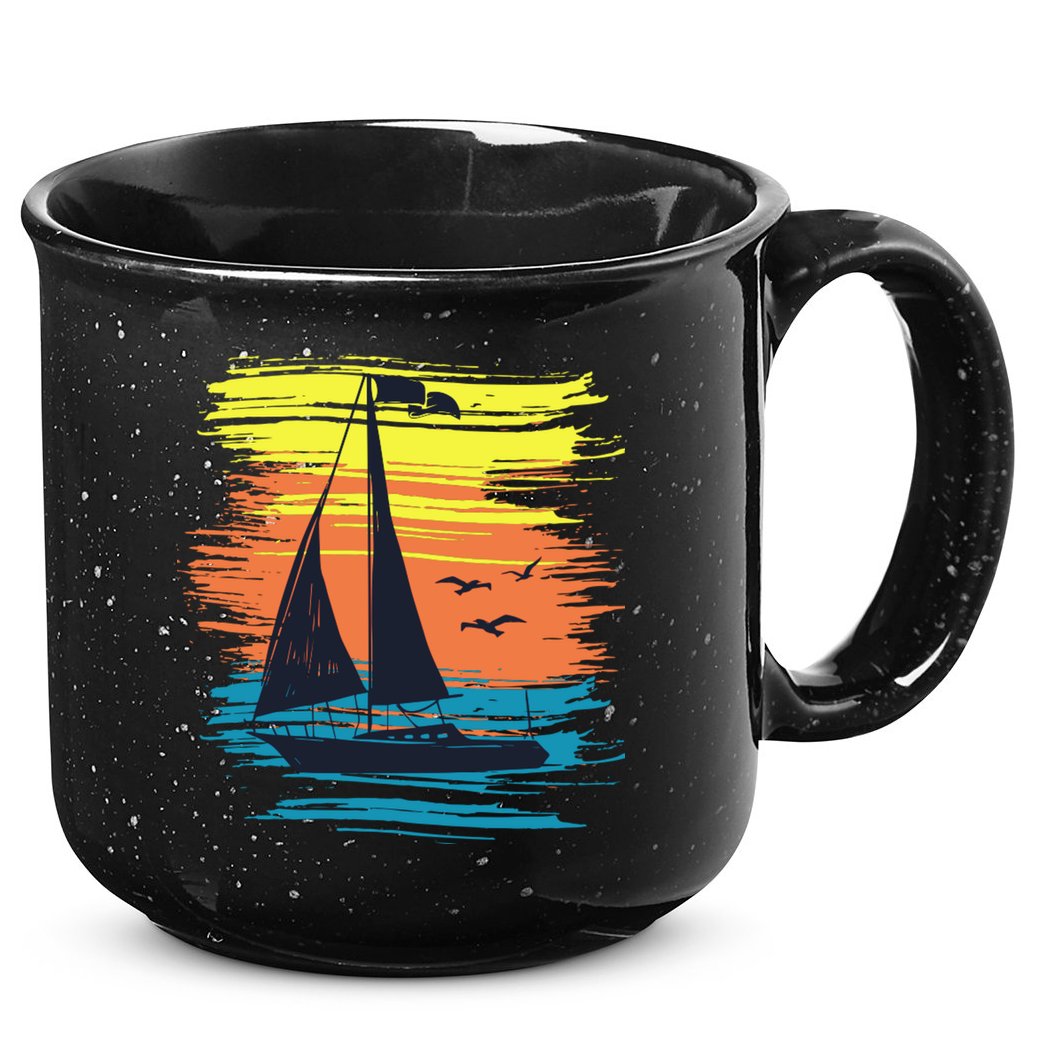 Retro Sail Boat Sailing Graphic 15oz Campfire Ceramic Mug