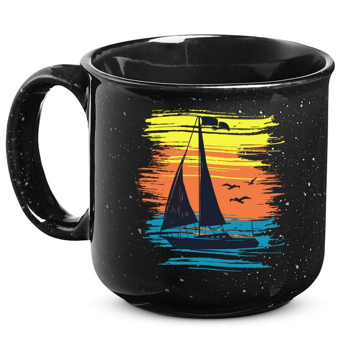 Retro Sail Boat Sailing Graphic 15oz Campfire Ceramic Mug