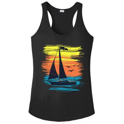 Retro Sail Boat Sailing Graphic Ladies PosiCharge Competitor Racerback Tank